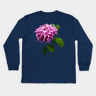 One Pink Dahlia and Buds Kids Long Sleeve T-Shirt